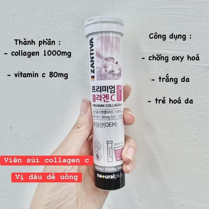 Viên Sủi Collagen C - Zantiva Premium Collagen C Ống 20 Viên