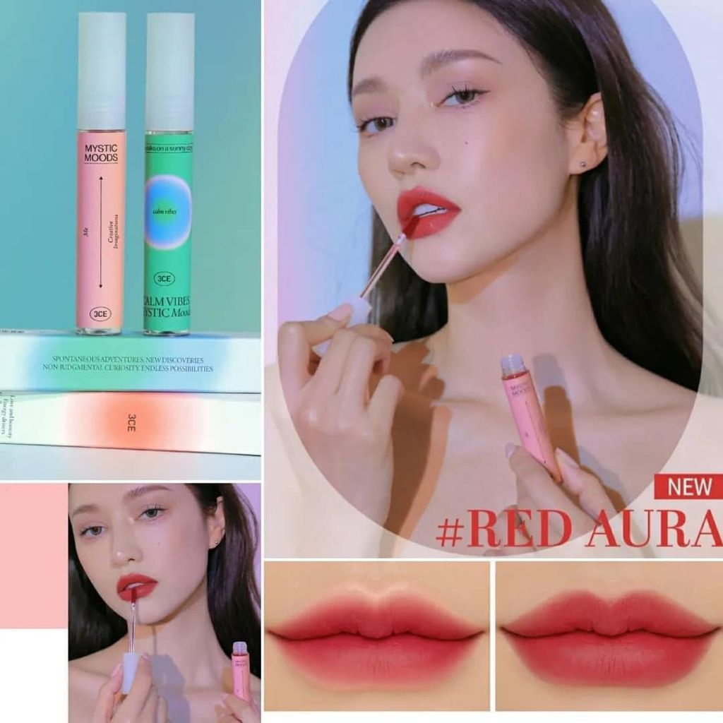 Son 3CE [ MYSTIC MOODS ] Velvet Lip Tint – RED AURA Màu Đỏ Lạnh Tươi 4g