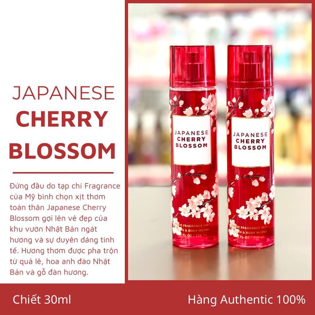 ( BODY MIST ) Xịt Thơm Toàn Thân Hoa Anh Đào Bath & Body Works Fine Fragrance Mist – Japanese Cherry Blossom (236ml)