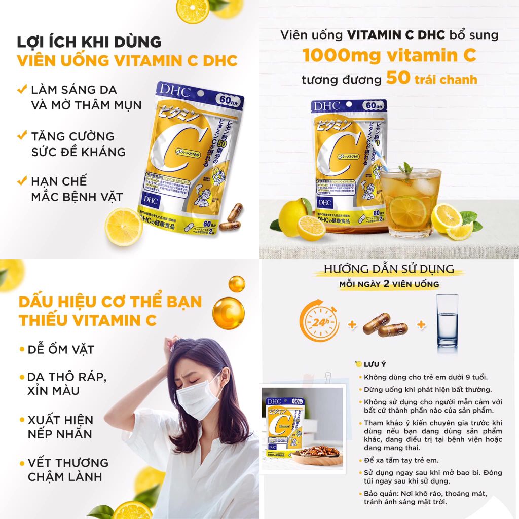 TPCN - Viên Uống Trắng Da Ngừa Thâm Bổ Sung Vitamin C DHC Vitamin C Hard Capsule