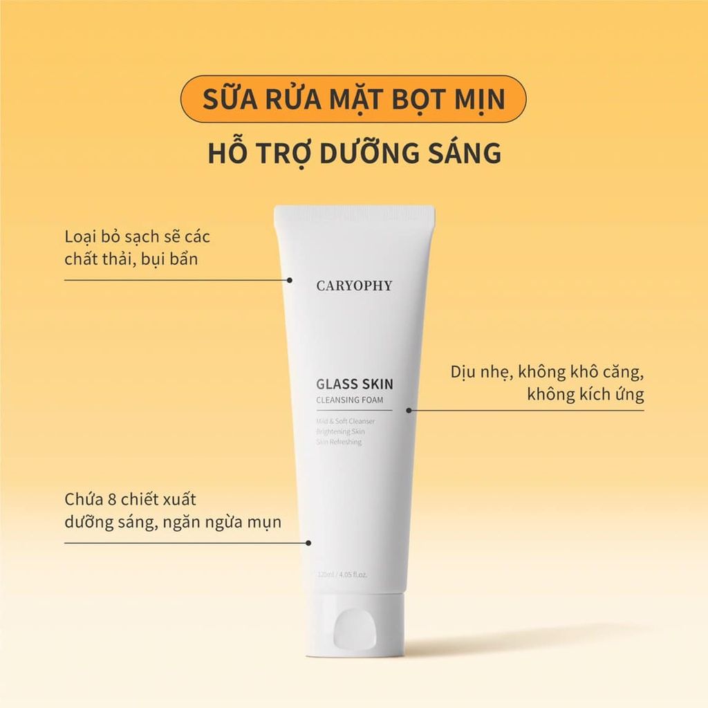 Sữa Rửa Mặt Sáng Da Caryophy Glass Skin Cleasing Foam 120ml