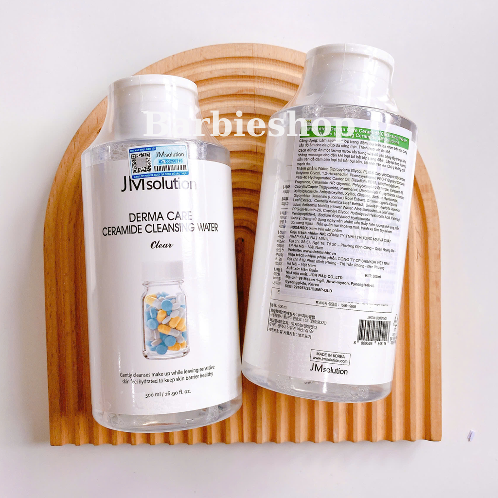 Tẩy Trang Jmsolution H9 Hyaluronic Ampoule / Derma Care Centella Cleansing Water Clear 500ml - 850ml