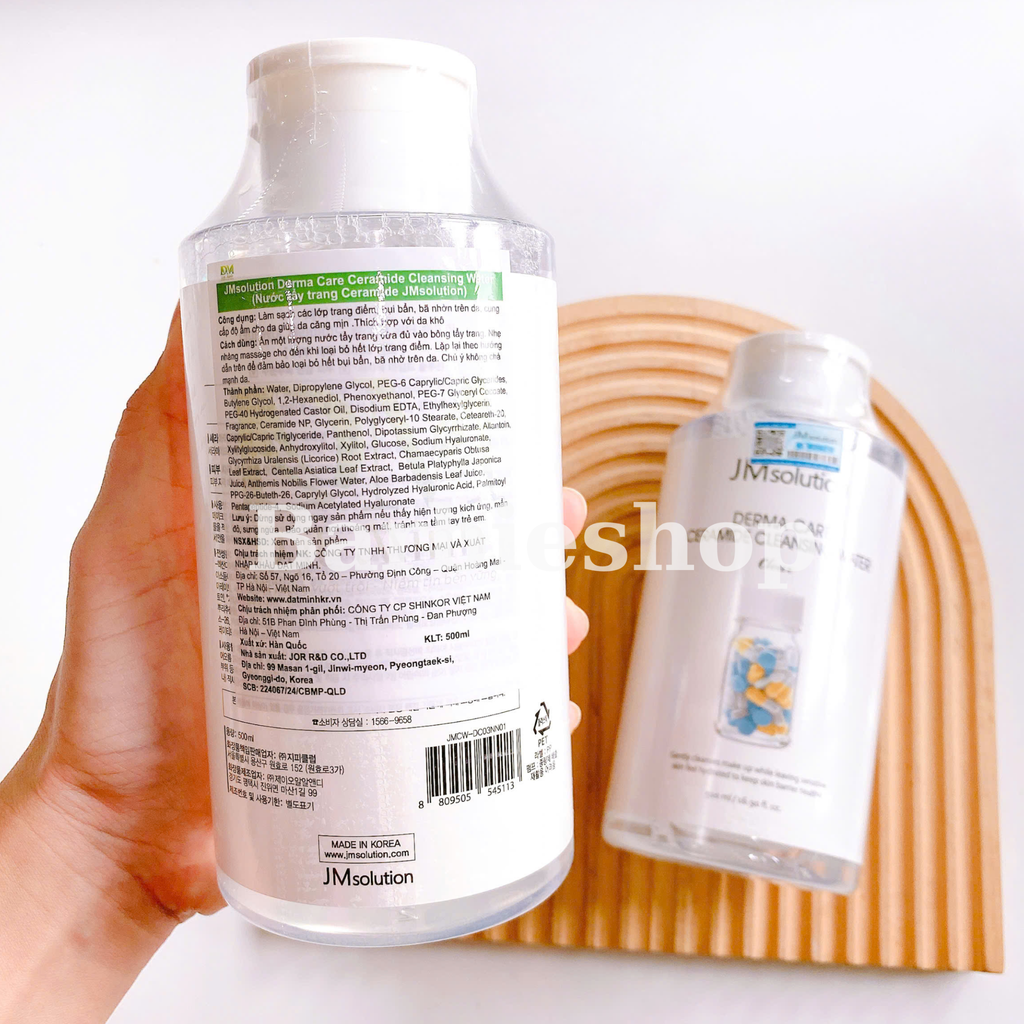 Tẩy Trang Jmsolution H9 Hyaluronic Ampoule / Derma Care Centella Cleansing Water Clear 500ml - 850ml