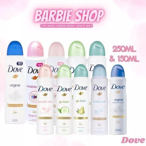 Xịt Khử Mùi Dove Original Đủ Mùi 150ml - 250ML