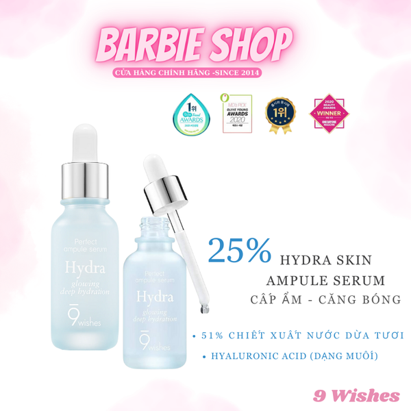Serum nước dừa 9 Wishes deep glow hydra skin ampule 30ml