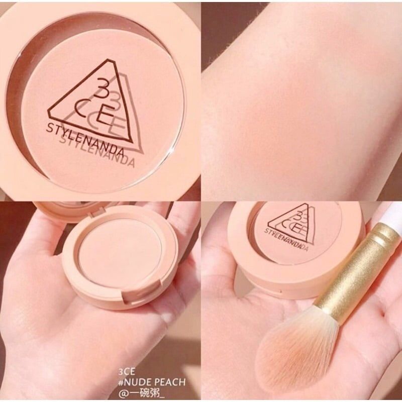 Má Hồng 3CE Face Blush Đủ Màu Hộp Tròn - Nude Peach, Mono Pink, Rose Beige, Full Of Charm, Soft Salmon, Peach Splash, Pure Cake, City Mauve, Delectable, Kinda Shy