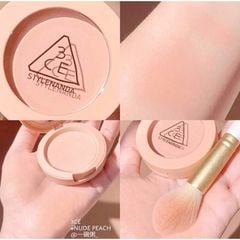 Má Hồng 3CE Face Blush Đủ Màu Hộp Tròn - Nude Peach, Mono Pink, Rose Beige, Full Of Charm, Soft Salmon, Peach Splash, Pure Cake, City Mauve, Delectable, Kinda Shy