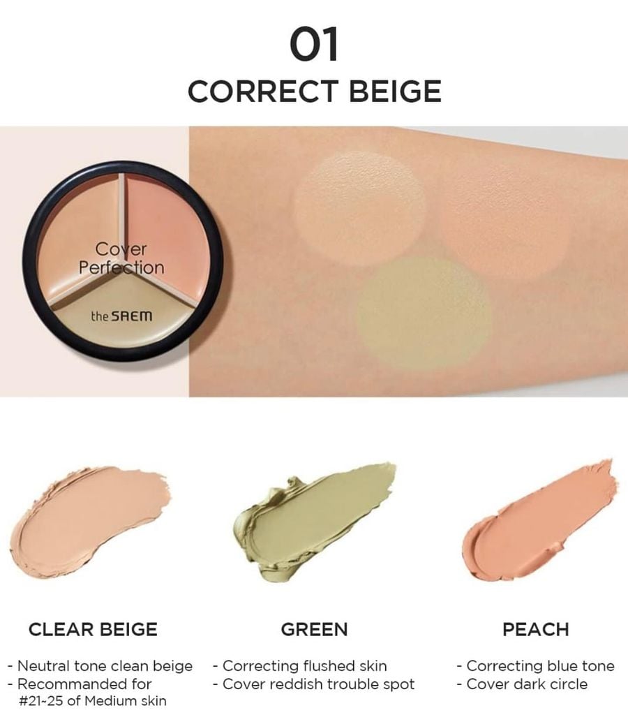 Che Khuyết Điểm Triệt Sắc The Saem Cover Triple Pot Concealer