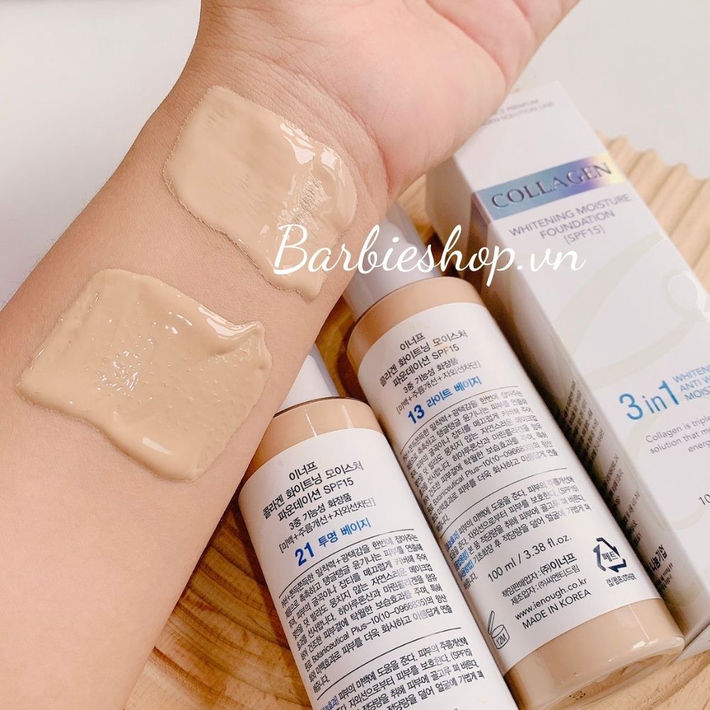 Kem Nền Enough Foundation 100ml Đủ Dòng (Ultra X10 Cover Up Collagen, Collagen Moisture SPF15, 8 Peptide Full Cover Perfect, Rich Gold Double Wear, Collagen 3 in 1 Whitening Moisture)