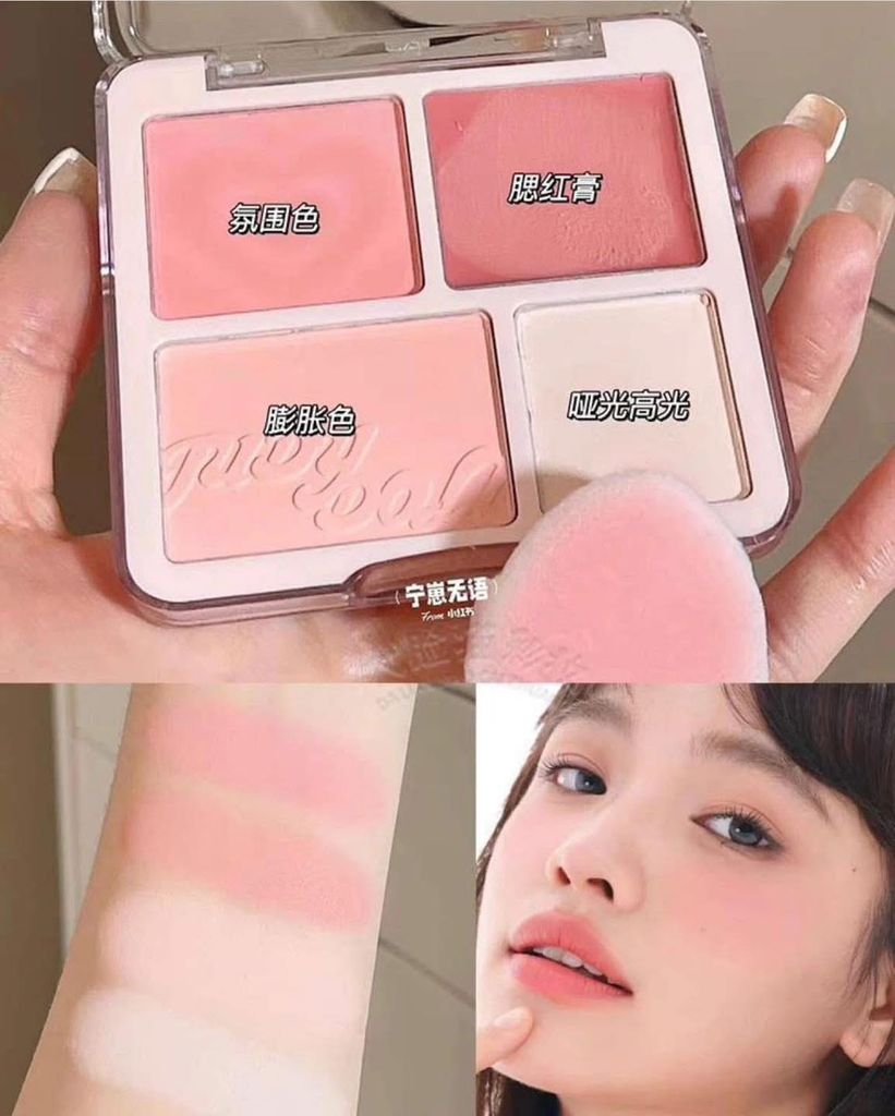 Phấn Má Hồng Và Phấn Bắt Sáng 4 Ô Judydoll Blush Highlighter Palette 9g