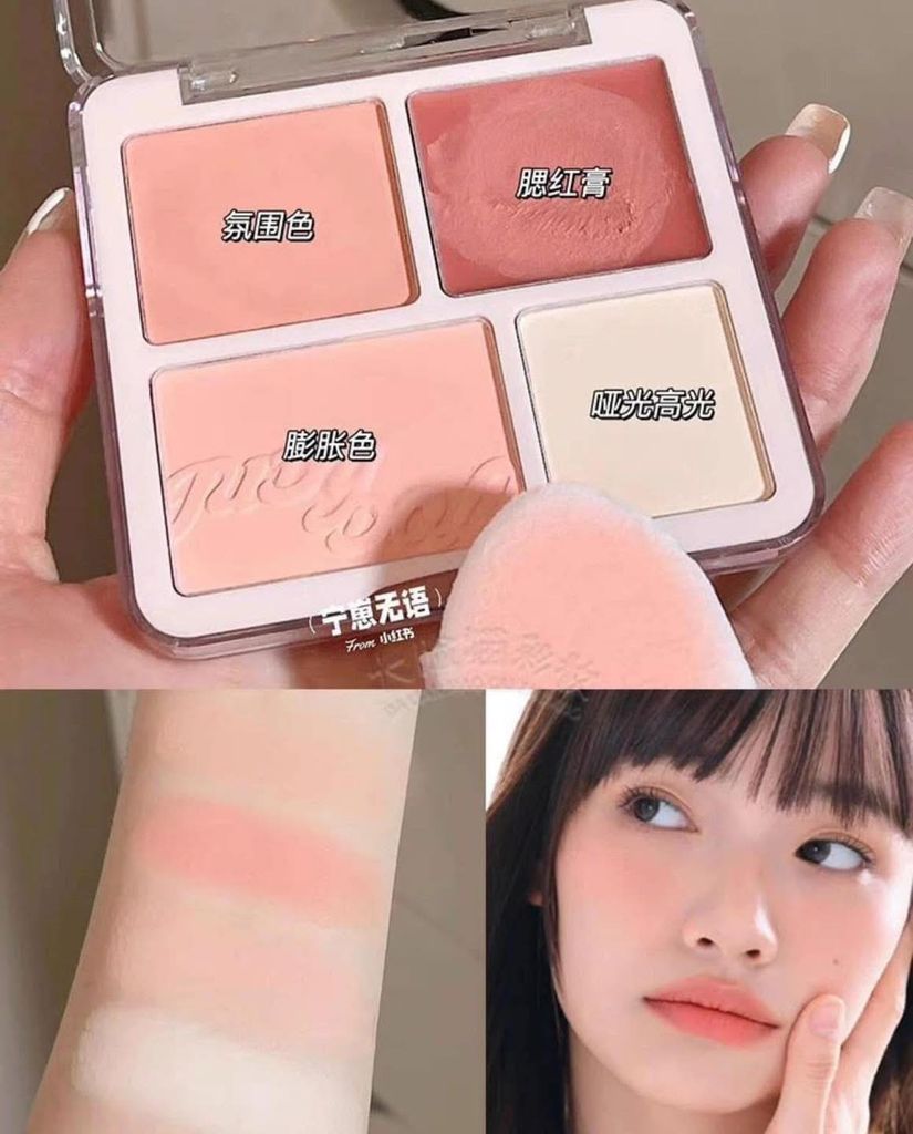 Phấn Má Hồng Và Phấn Bắt Sáng 4 Ô Judydoll Blush Highlighter Palette 9g