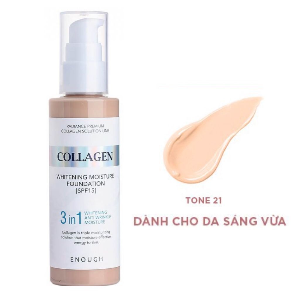 Kem Nền Enough Foundation 100ml Đủ Dòng (Ultra X10 Cover Up Collagen, Collagen Moisture SPF15, 8 Peptide Full Cover Perfect, Rich Gold Double Wear, Collagen 3 in 1 Whitening Moisture)