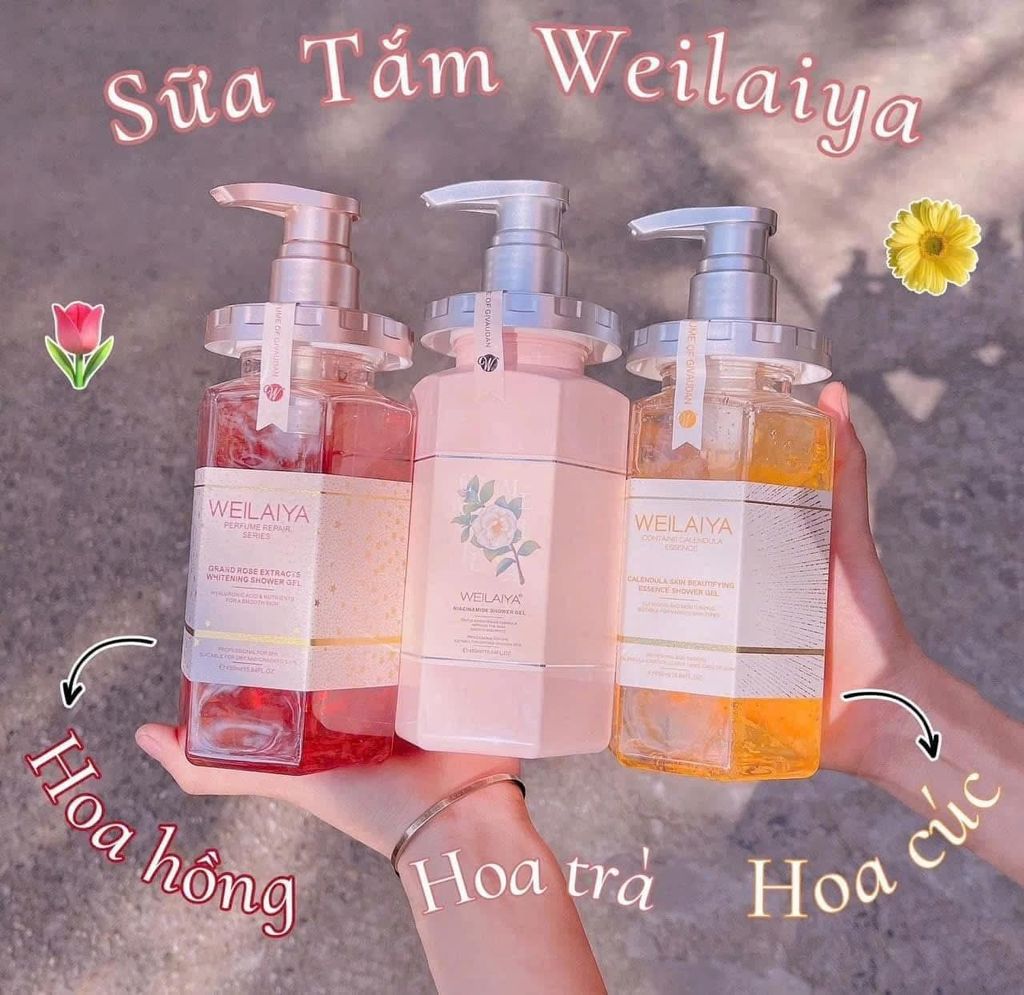 Sữa Tắm Trắng Da Weilaiya Niacinamide & Perfume Rose Whitening Shower Gel 450ml