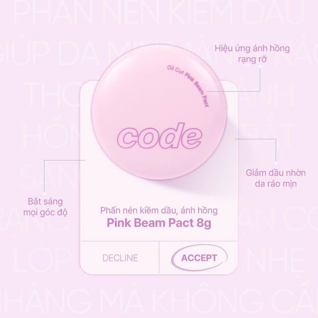 Phấn Phủ Nén Code GloKolor Oil Cut Pact 8g / Fix-On Primer In Pact 11g