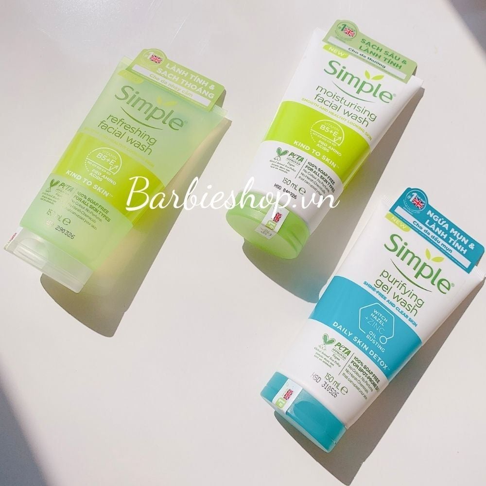 [Mẫu Mới] Sữa Rửa Mặt Simple Facial Wash 150ml Đủ Dòng