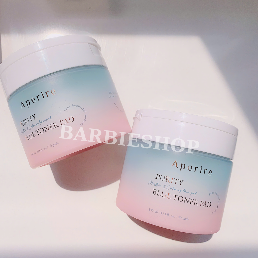 Toner Pad Tinh Khiết Cấp Ẩm Dịu Da Aperire Purity Blue Moisture and Calming Toner Pad 140ml (70 miếng)