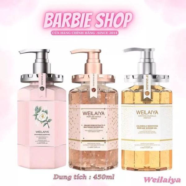 Sữa Tắm Trắng Da Weilaiya Niacinamide & Perfume Rose Whitening Shower Gel 450ml