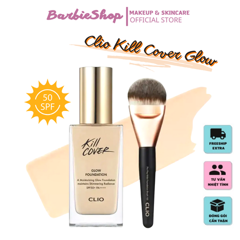 Kem Nền Clio Kill Cover Glow Foundation + Kèm Cọ SPF50+PA++++ 38g