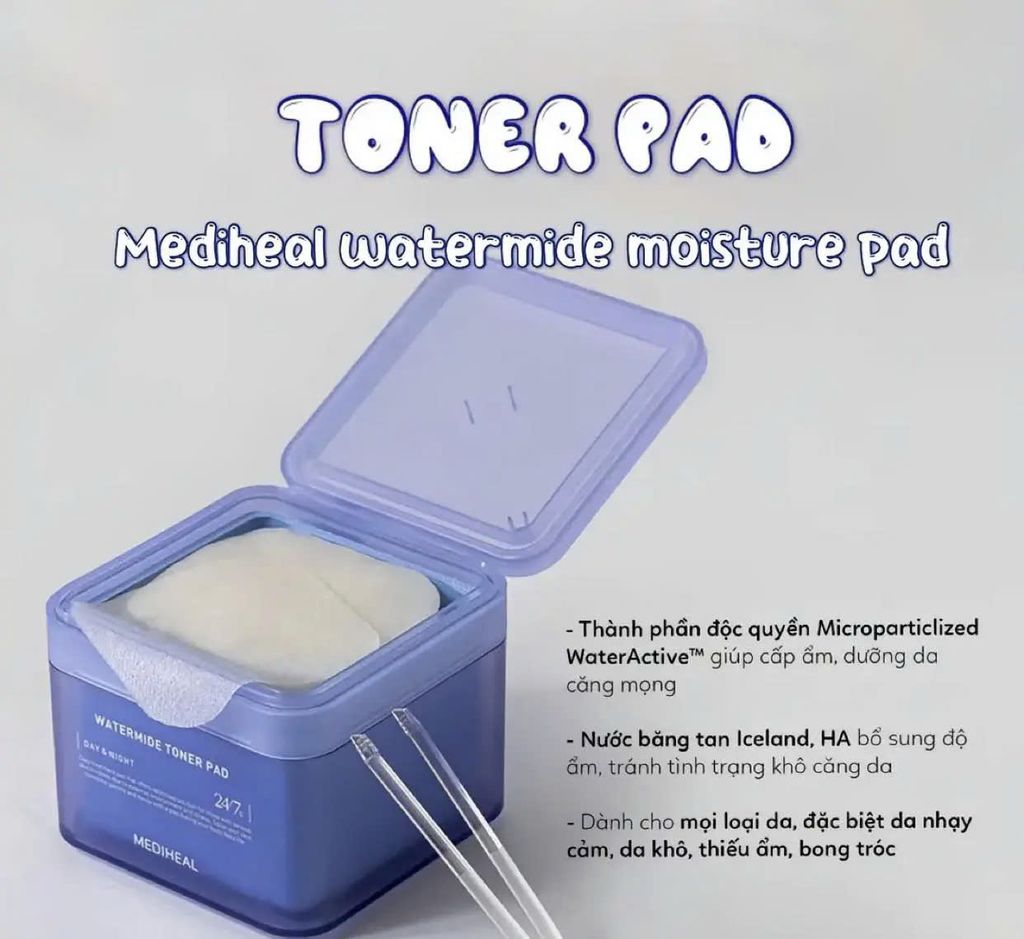 Nước Hoa Hồng Dạng Miếng Toner Pad Mediheal Làm Dịu/ Cấp Ẩm/ Làm Sáng Da/ Tẩy Tế Bào Chết 100 pad