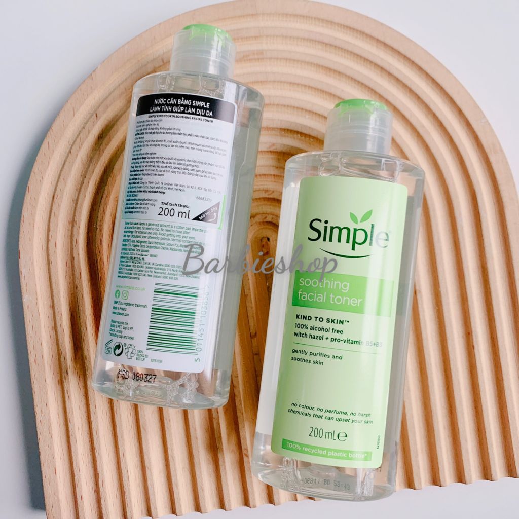 [Mẫu Mới] Toner Nước Hoa Hồng Simple Soothing Facial Skind To Skin Dành Cho Da Nhạy Cảm 200ml
