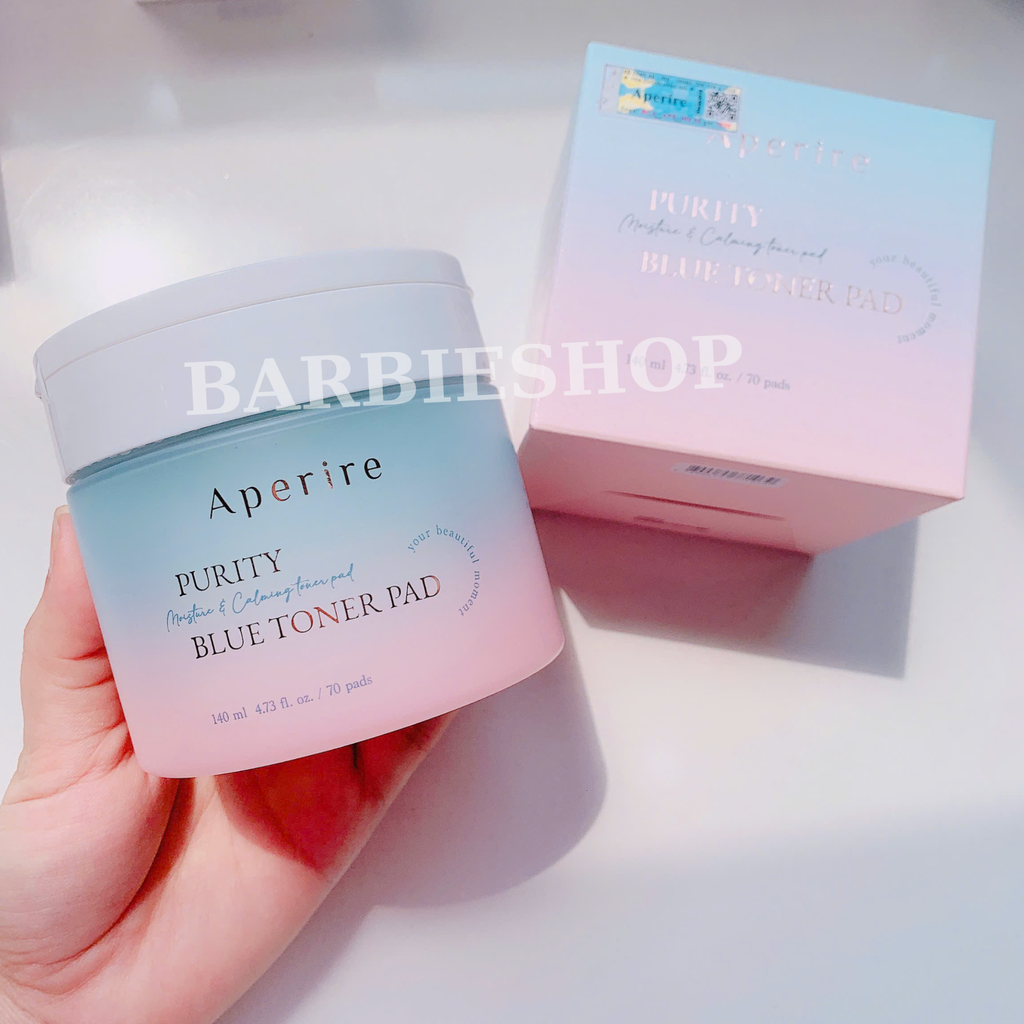 Toner Pad Tinh Khiết Cấp Ẩm Dịu Da Aperire Purity Blue Moisture and Calming Toner Pad 140ml (70 miếng)