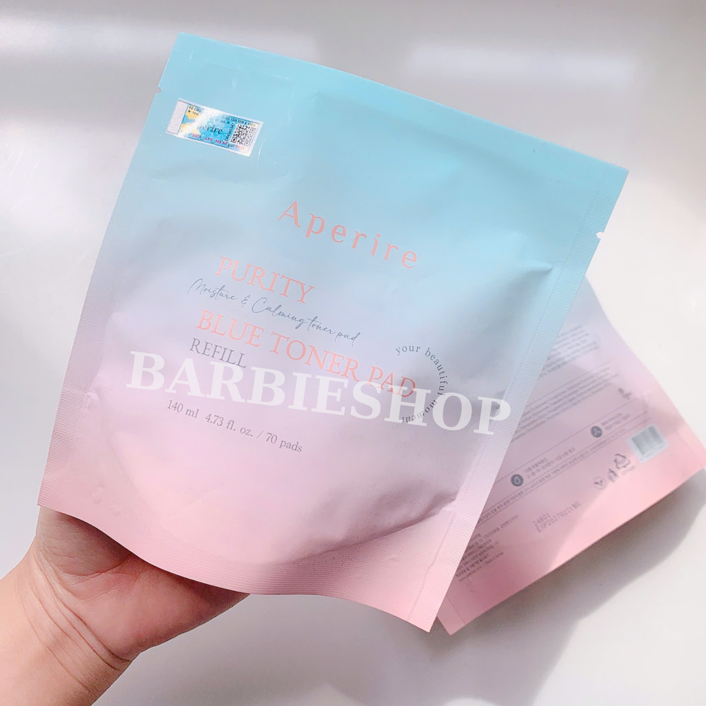Toner Pad Tinh Khiết Cấp Ẩm Dịu Da Aperire Purity Blue Moisture and Calming Toner Pad 140ml (70 miếng)