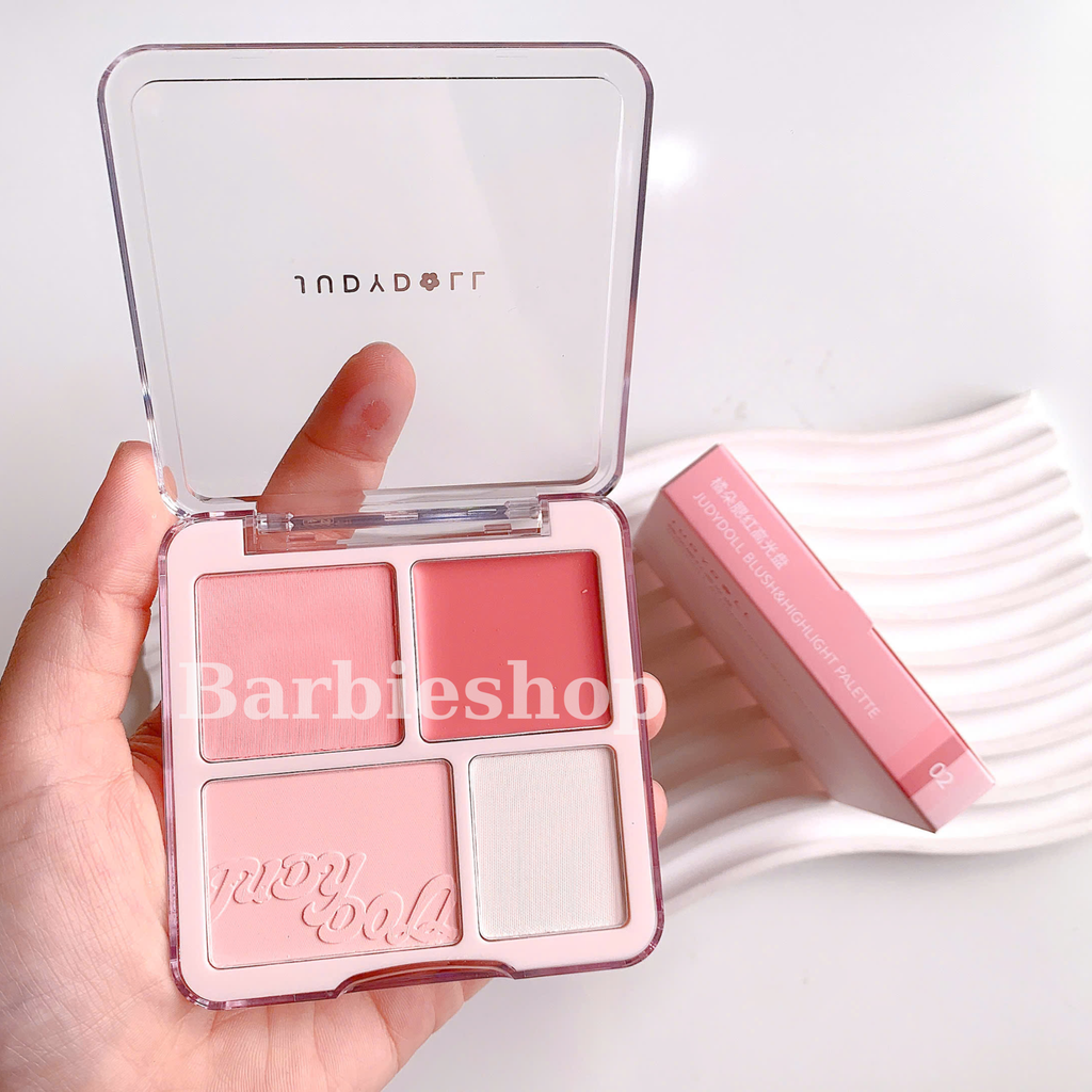 Phấn Má Hồng Và Phấn Bắt Sáng 4 Ô Judydoll Blush Highlighter Palette 9g
