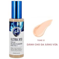 Kem Nền Enough Foundation 100ml Đủ Dòng (Ultra X10 Cover Up Collagen, Collagen Moisture SPF15, 8 Peptide Full Cover Perfect, Rich Gold Double Wear, Collagen 3 in 1 Whitening Moisture)