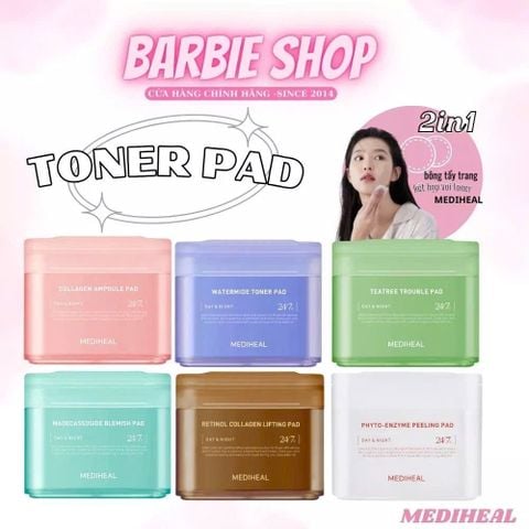 Nước Hoa Hồng Dạng Miếng Toner Pad Mediheal Làm Dịu/ Cấp Ẩm/ Làm Sáng Da/ Tẩy Tế Bào Chết 100 pad
