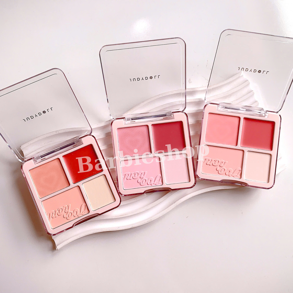 Phấn Má Hồng Và Phấn Bắt Sáng 4 Ô Judydoll Blush Highlighter Palette 9g
