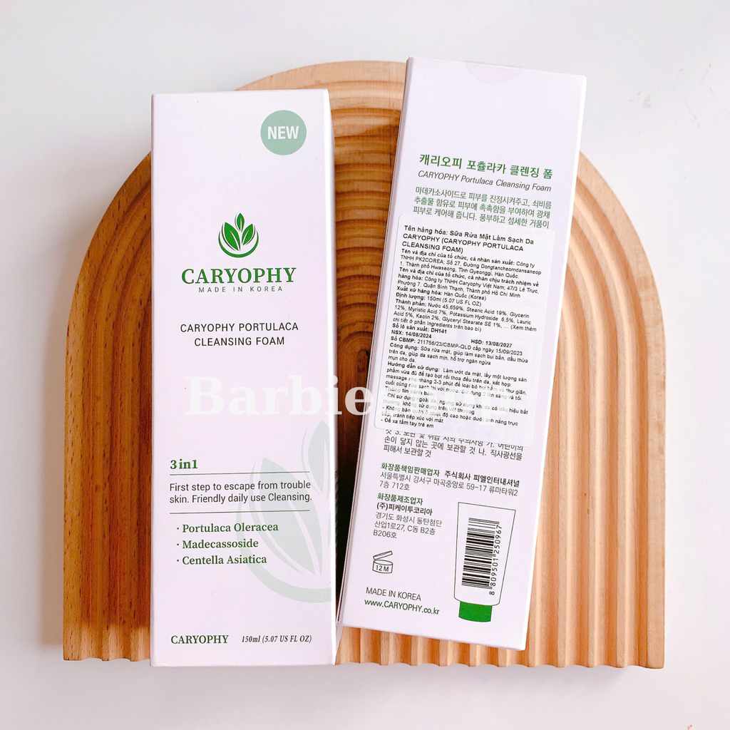 Sữa Rửa Mặt Ngăn Ngừa Mụn Giảm Thâm Caryophy Portulaca Cleansing Foam 150ml
