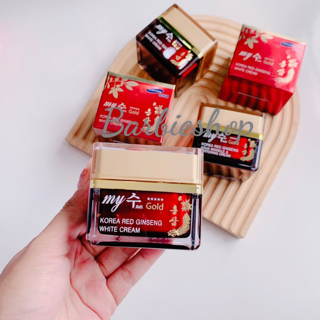 Kem Sâm Ngăn Ngừa Lão Hóa Làm Sáng Da My Gold Korea Red Ginseng Aqua Wrinkle & Whitening Cream 50ml