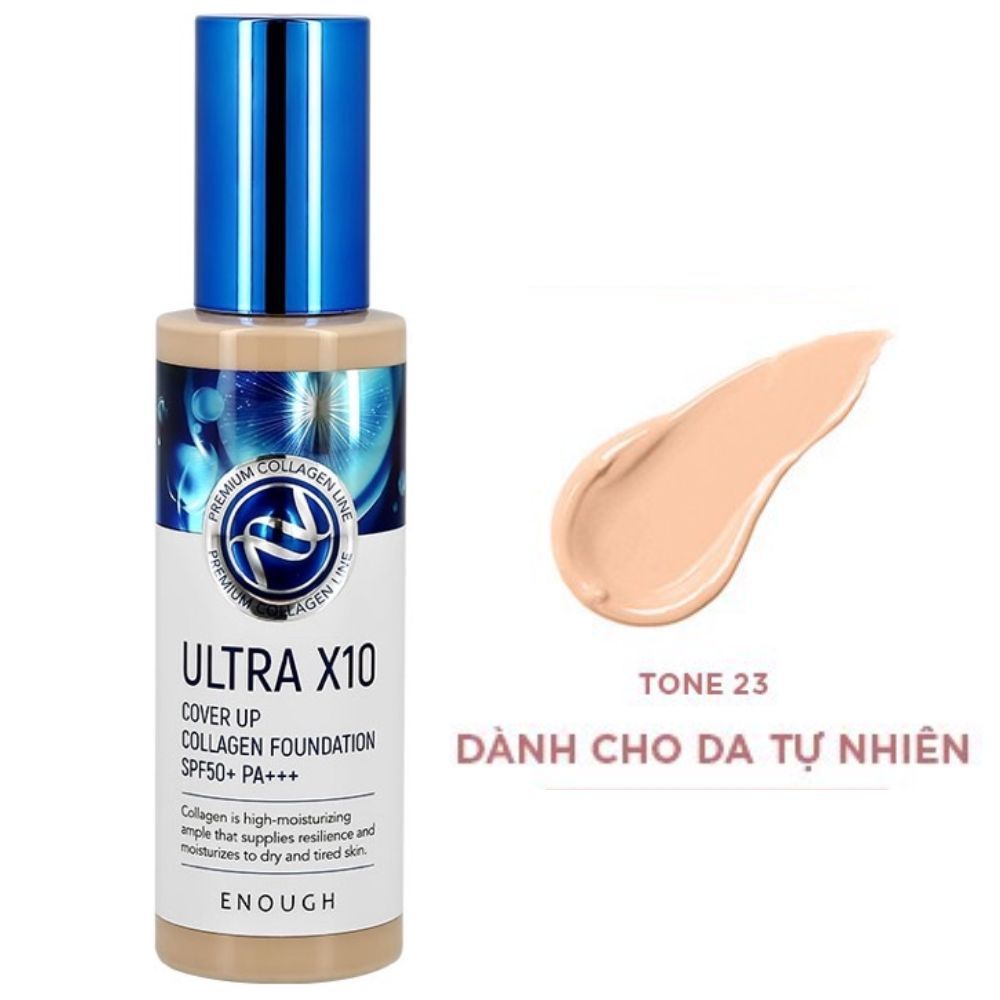Kem Nền Enough Foundation 100ml Đủ Dòng (Ultra X10 Cover Up Collagen, Collagen Moisture SPF15, 8 Peptide Full Cover Perfect, Rich Gold Double Wear, Collagen 3 in 1 Whitening Moisture)