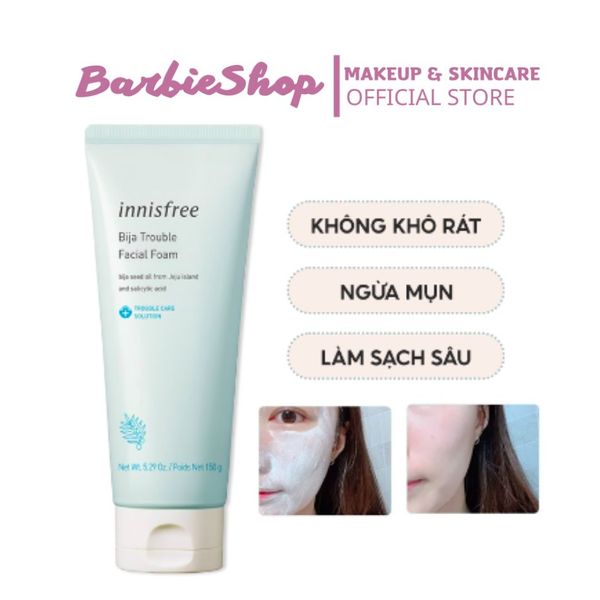 Sữa Rửa Mặt Dành Cho Da Mụn Bija Innisfree Bija Trouble Facial Foam 150g