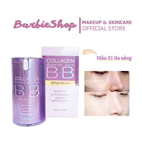 Kem Nền Chống Nắng Kiềm Dầu BB Cellio Collagen Blemish Balm 40 PA+++ - Màu 21