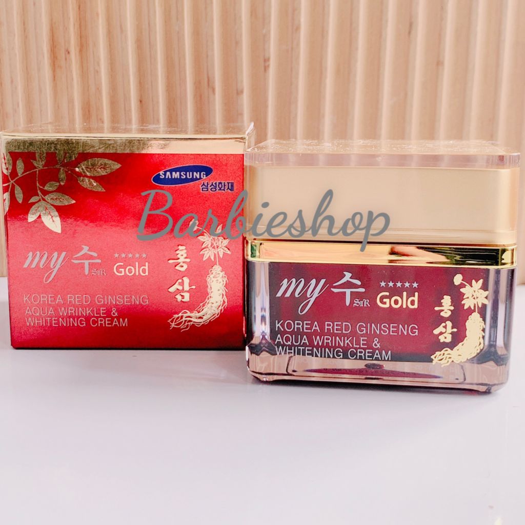 Kem Sâm Ngăn Ngừa Lão Hóa Làm Sáng Da My Gold Korea Red Ginseng Aqua Wrinkle & Whitening Cream 50ml