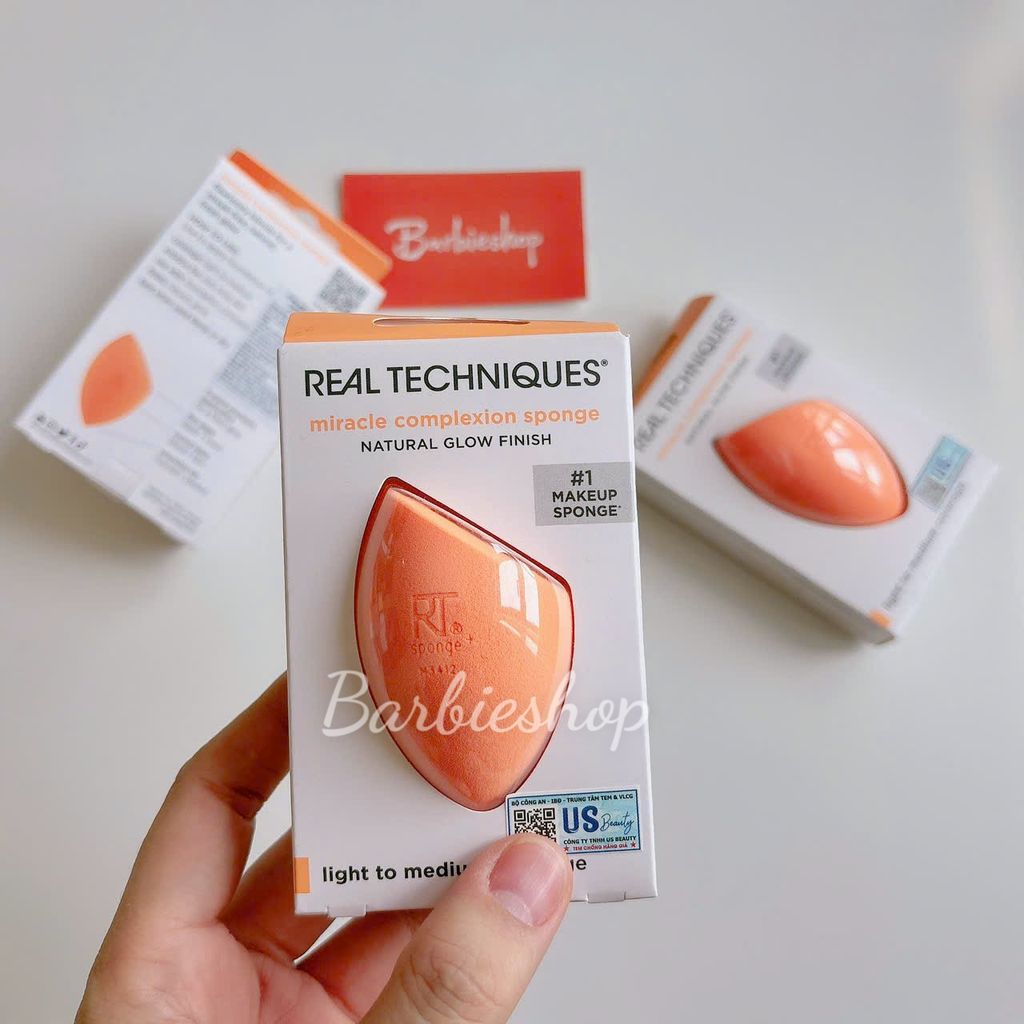 Bông Mút Trang Điểm Tán Nền + Dặm Phấn Phủ Real Techniques Miracle Complexion Sponge + Miracle Powder Sponge