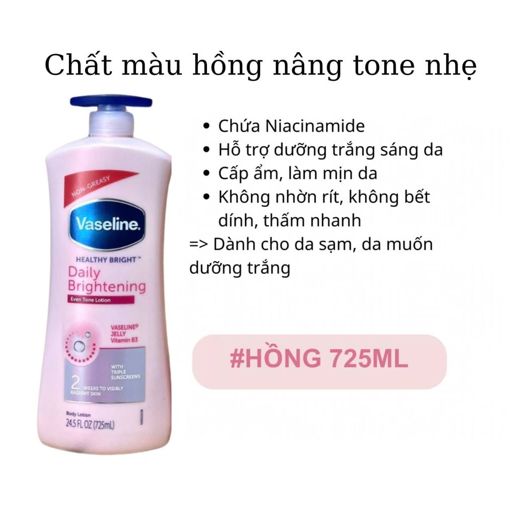 Dưỡng Thể Vaseline 725ML Mẫu Mới Vòi Xanh (Đủ Màu)