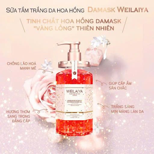 Sữa Tắm Trắng Da Weilaiya Niacinamide & Perfume Rose Whitening Shower Gel 450ml