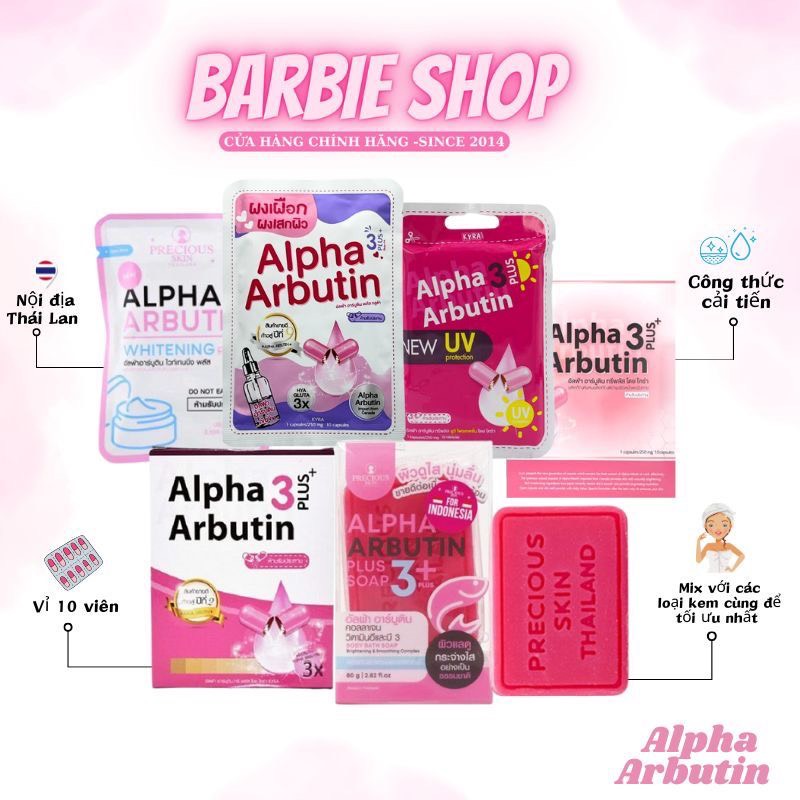 Túi Viên Bột Kích Trắng Alpha Arbutin 3Plus & Hya Gluta 3X Ban Ngày+Đêm