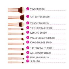 Bộ Cọ Trang Điểm 11 Cây BH Cosmetics Metal Rose 11 Piece Brush Set With Bag- Cọ Túi Hồng