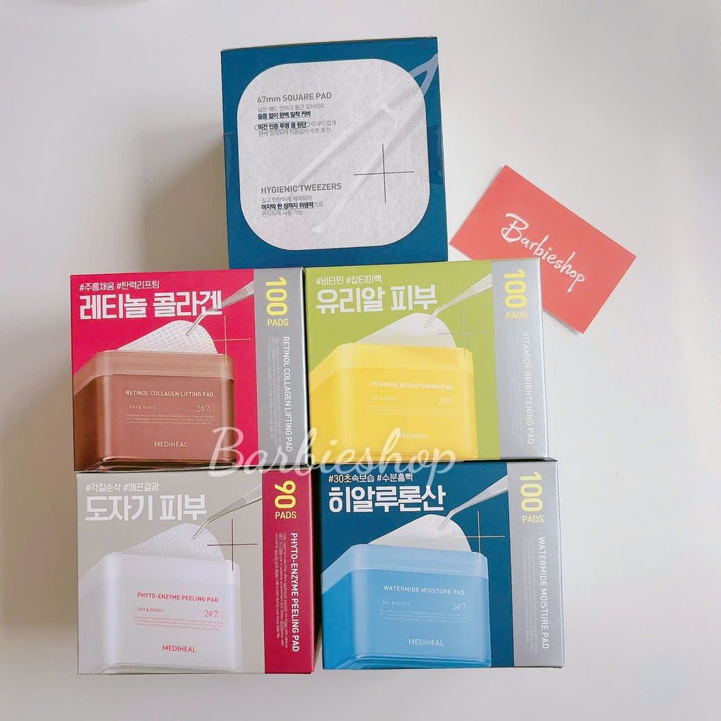 Nước Hoa Hồng Dạng Miếng Toner Pad Mediheal Làm Dịu/ Cấp Ẩm/ Làm Sáng Da/ Tẩy Tế Bào Chết 100 pad