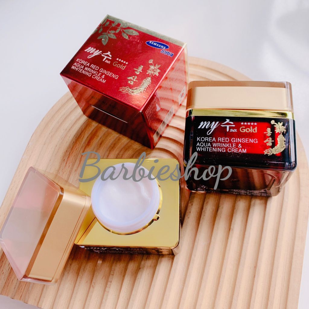 Kem Sâm Ngăn Ngừa Lão Hóa Làm Sáng Da My Gold Korea Red Ginseng Aqua Wrinkle & Whitening Cream 50ml