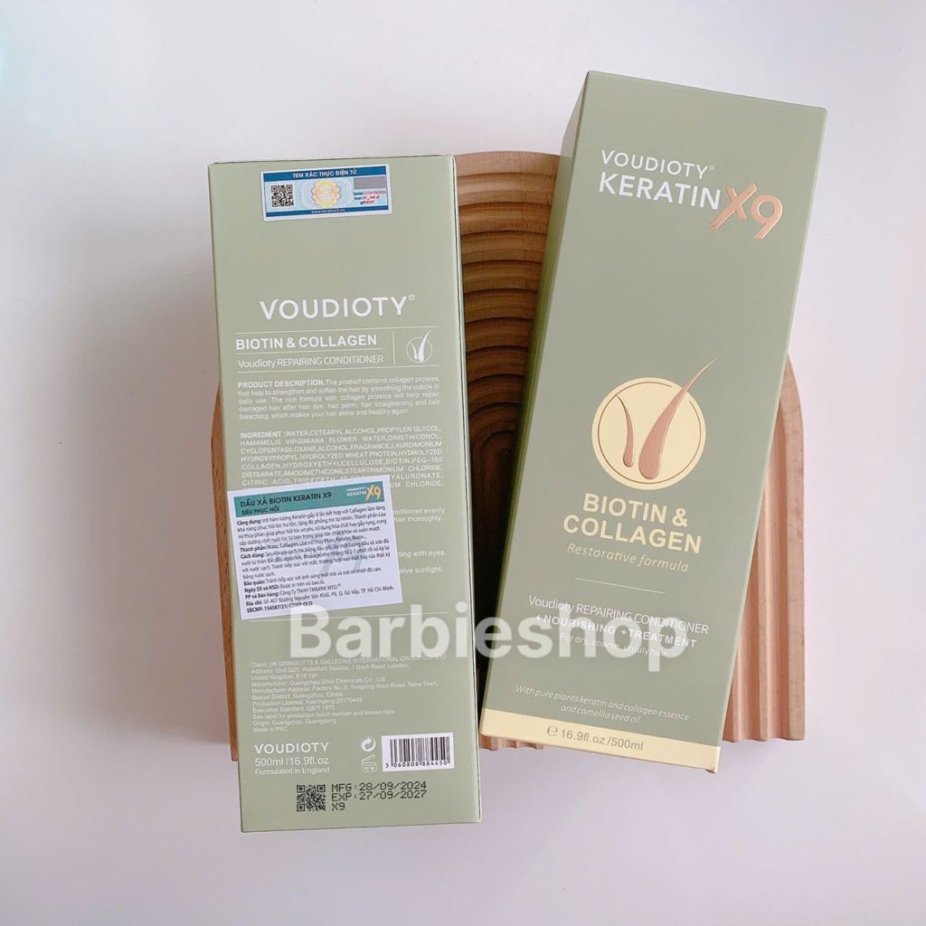Bộ Dầu Gội Xả Voudioty Keratin X9 Biotin & Collagen 500ml -1000ml