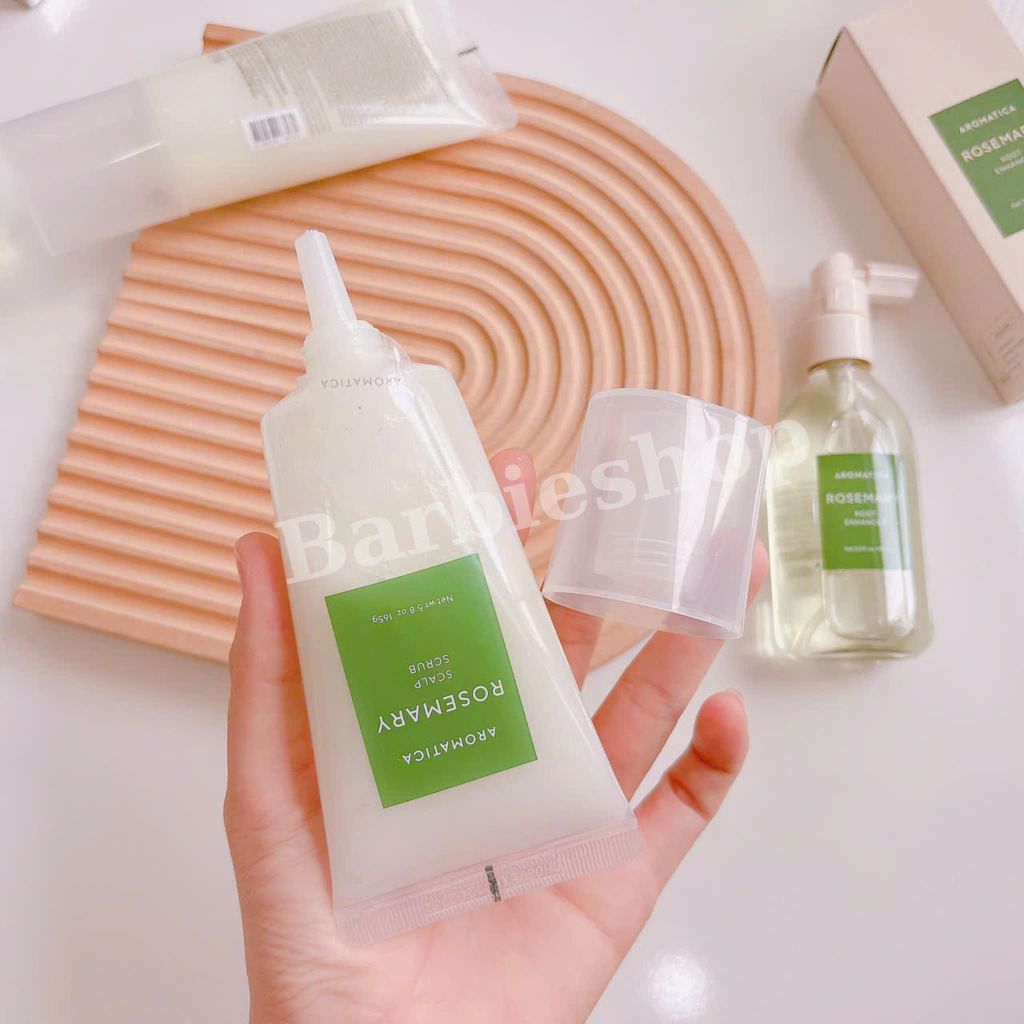 Tẩy Da Chết Da Đầu Aromatica 165G & Xịt dưỡng tóc Aromatica Rosemary root enhancer 100ml