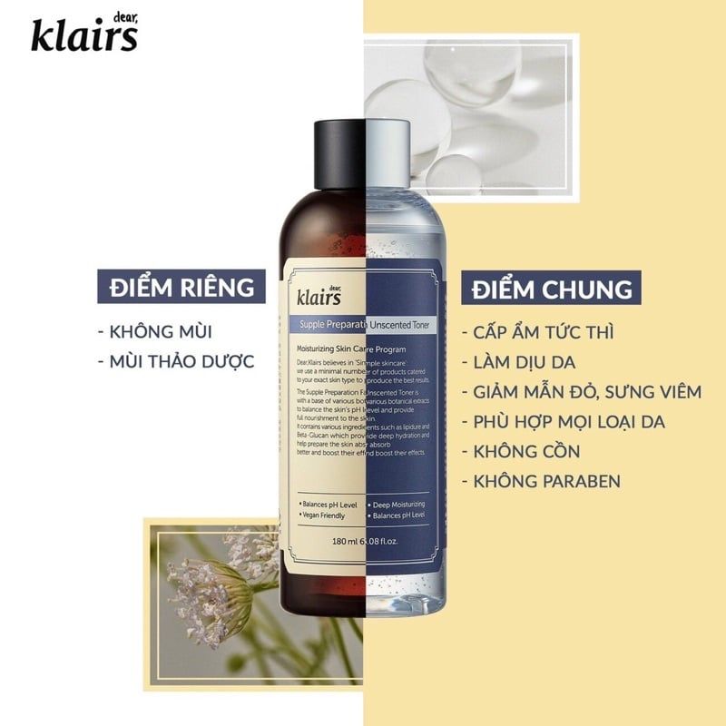 Nước Hoa Hồng Klairs Supple Preparation Unscented + Facial Toner 30ml - 180ml