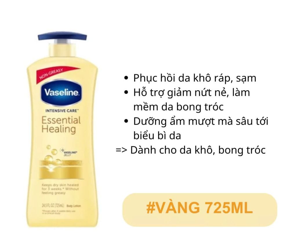Dưỡng Thể Vaseline 725ML Mẫu Mới Vòi Xanh (Đủ Màu)