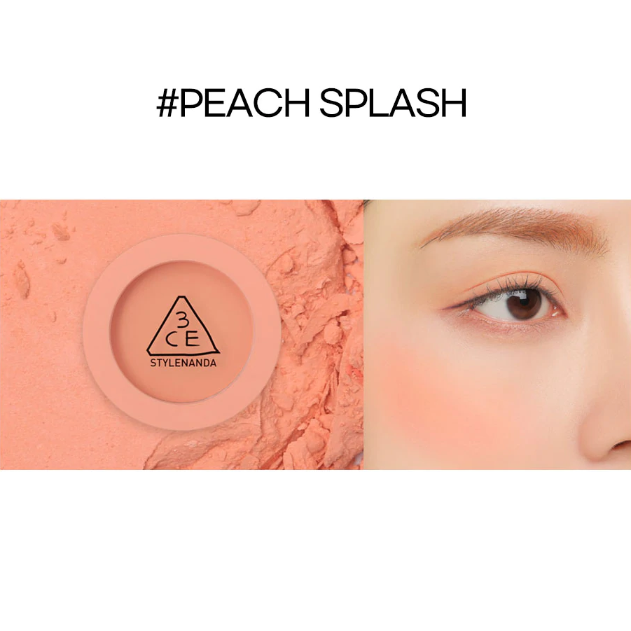 Má Hồng 3CE Face Blush Đủ Màu Hộp Tròn - Nude Peach, Mono Pink, Rose Beige, Full Of Charm, Soft Salmon, Peach Splash, Pure Cake, City Mauve, Delectable, Kinda Shy
