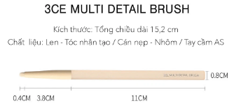 Cọ Vẽ Bọng Mắt 3CE Multi Detail Brush - Trắng Trong Suốt