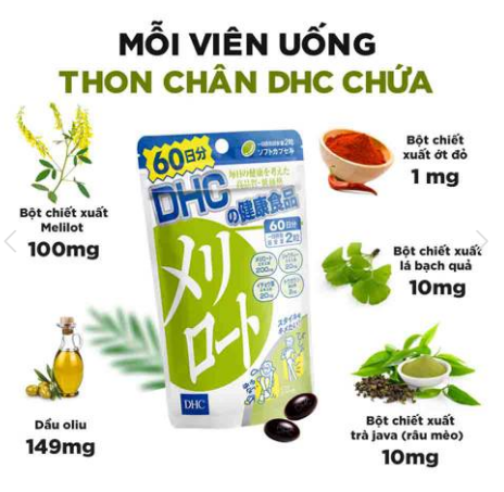 Viên Uống DHC Melilot Hỗ Trợ Thon Chân 60 Viên